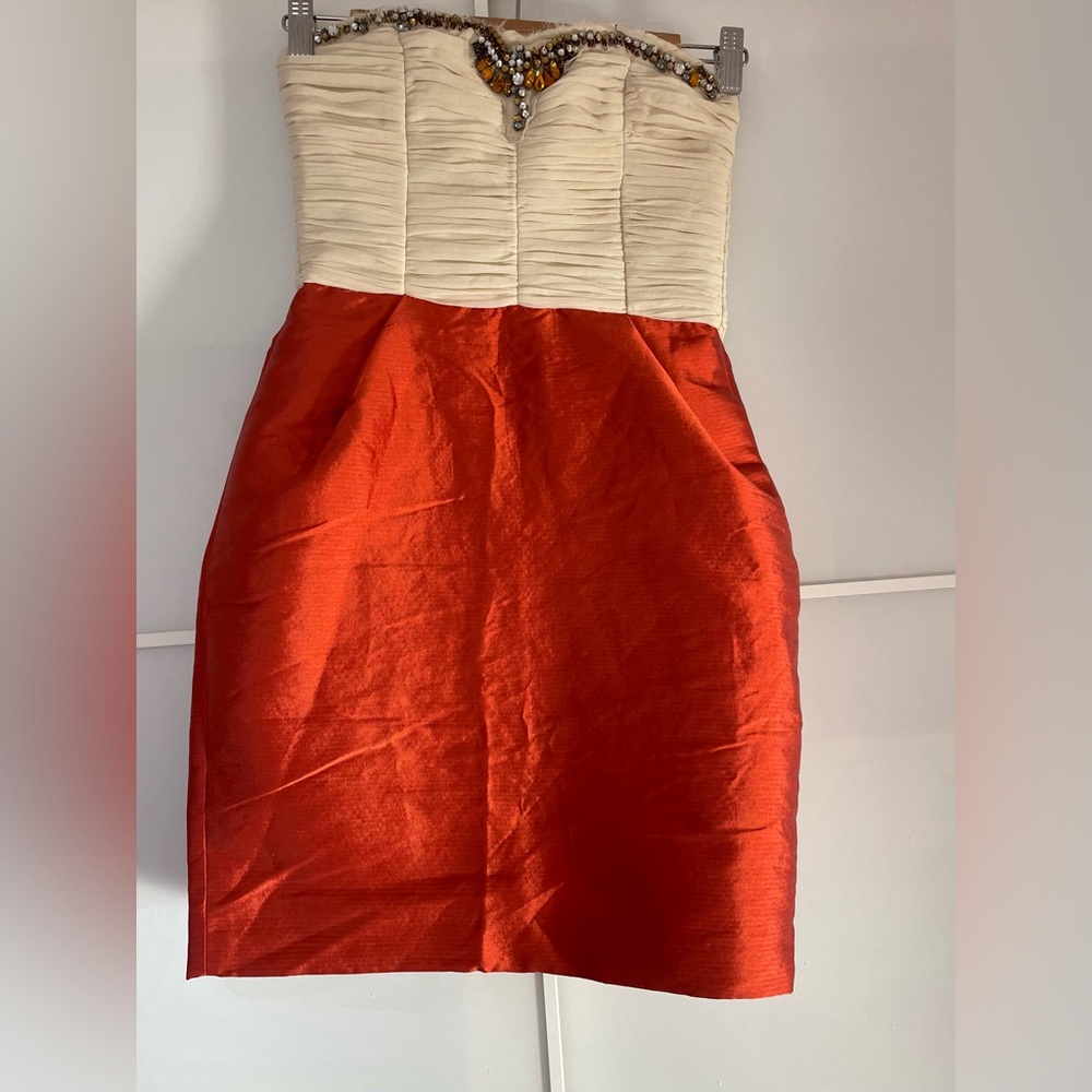 MANGO Strapless Embellished Dress NWT
